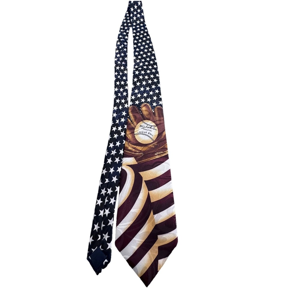 Steven Harris Men's Tie Red White Blue Stars‎ Stripes Patriotic Baseball